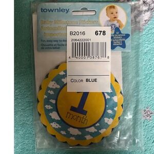 Townley Baby Milestone Stickers Blue 12 Months Growth Tracking Photo Props NEW